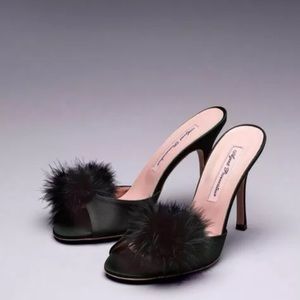 Agent Provocateur Pom Pom marabou slip on heels 40